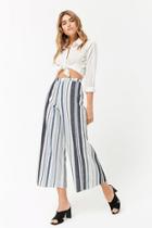 Forever21 Striped Linen-blend Capri Pants