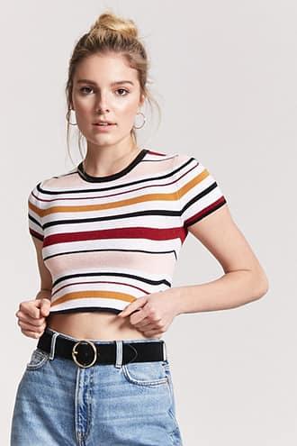 Forever21 Multi-stripe Crop Top