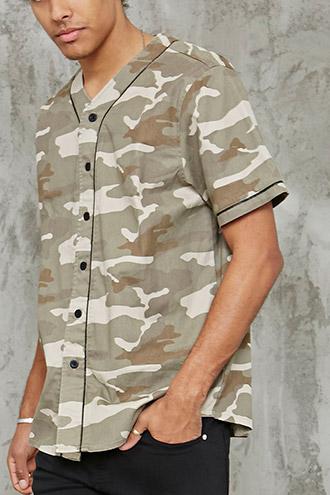 Forever21 Camo Print Twill Baseball Tee