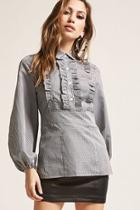 Forever21 Gingham Ruffle-front Shirt