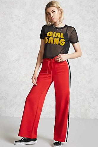 Forever21 Mesh Insert Striped Pants