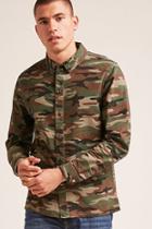 Forever21 Snap-button Camo Print Shirt