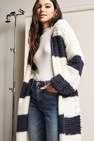 Forever21 Boucle Knit Stripe Sweater