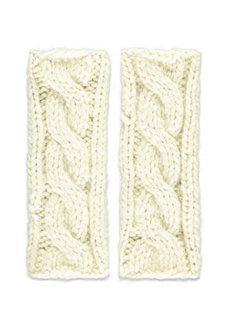 Forever21 Cable Knit Fingerless Gloves (cream)