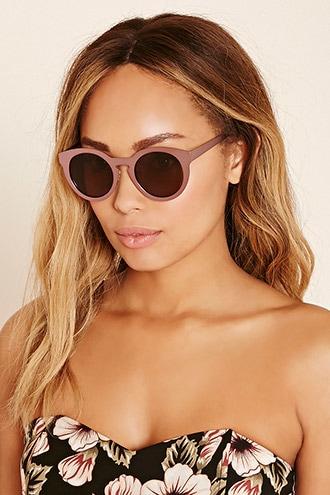 Forever21 Pink & Brown Metal Round Sunglasses