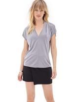Forever21 Contemporary Pleated Jersey V-neck Tee