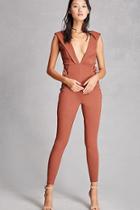 Forever21 Women's  Brick Lace-up Grommet Jumpsuit