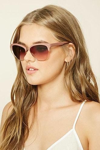 Forever21 Dusty Pink & Brown Gradient Cat Eye Sunglasses