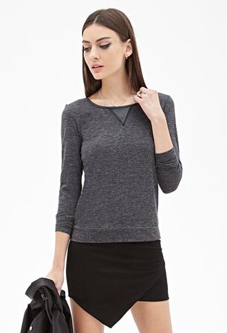 Forever21 Faux Leather Trim Top