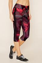 Forever21 Women's  Blossom & Black Active Abstract Capri Leggings