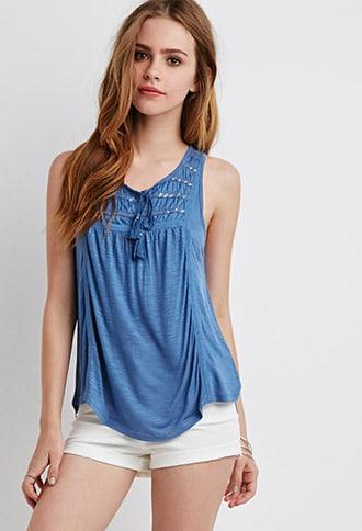 Forever21 Sequin-trimmed Slub Knit Top