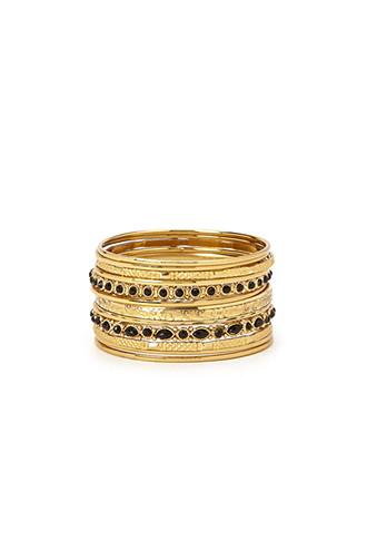 Forever21 Faux Stone Etched Bangle Set