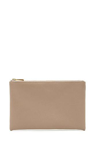Forever21 Taupe Textured Faux Leather Pouch