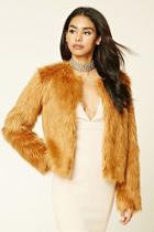 Forever21 Women's  Mustard Faux Fur Jacket