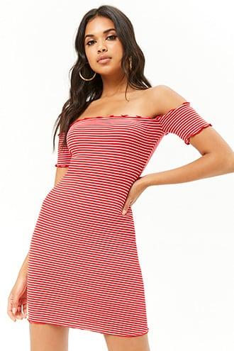 Forever21 Striped Off-the-shoulder Bodycon Dress