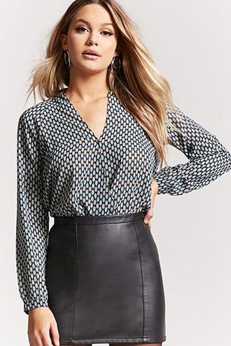Forever21 Abstract Printed Surplice Top