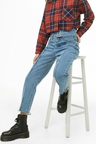 Forever21 Belted Pintuck Jeans