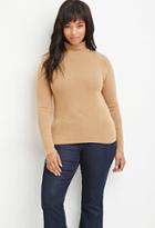 Forever21 Plus Women's  Camel Plus Size Ribbed Turtleneck Sweater