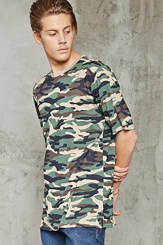 21 Men Men's  Olive & Black Camo Print Tee