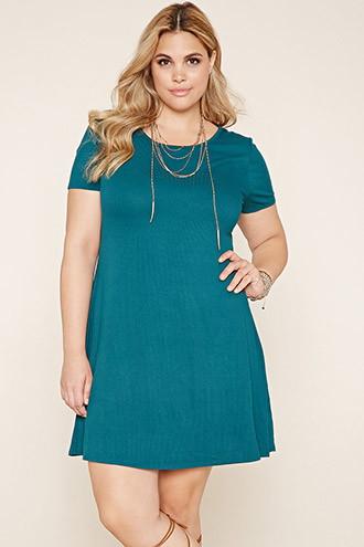 Forever21 Plus Women's  Emerald Plus Size Ribbed Cutout Dress