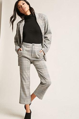 Forever21 Glen Plaid High-rise Cropped Pants