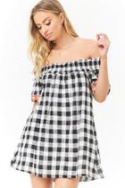 Forever21 Gauze Buffalo Plaid Off-the-shoulder Dress