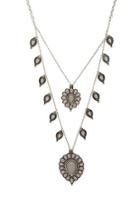 Forever21 B.silver & Grey Ornate Statement Necklace