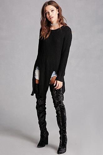 Forever21 M-slit Ribbed Knit Sweater