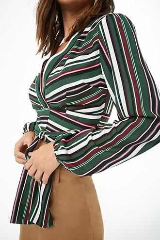 Forever21 Striped Wrap Crop Top