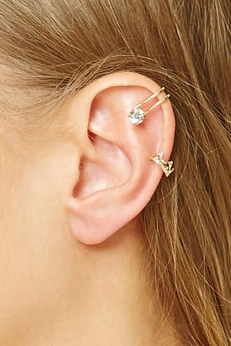 Forever21 Crown And Heart Ear Cuff Set