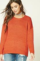 Forever21 Women's  Red Open-knit Sweater