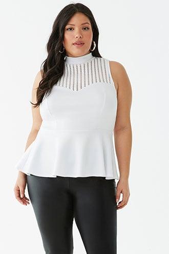 Forever21 Plus Size Mesh-trim Peplum Top