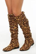 Forever21 Faux Suede Leopard Knee-high Boots