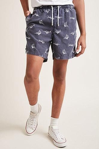Forever21 Ingear Swordfish Print Swim Trunks