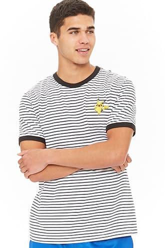 Forever21 Striped Pikachu Ringer Tee