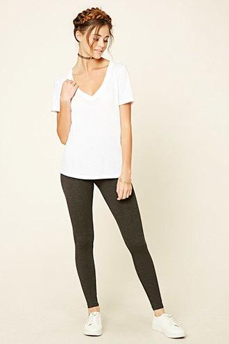 Forever21 Plus Women's  Charcoal Heather Heathered Knit Leggings