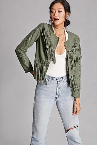 Forever21 Women's  Blush Noir Faux Suede Jacket