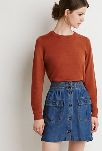 Love21 Life In Progress Button-down Denim Skirt