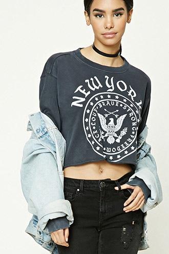 Forever21 New York Cropped Sweatshirt