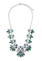 Forever21 Flower Statement Necklace (green/b.silver)
