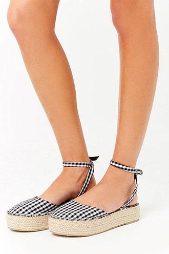Forever21 Gingham Espadrille Flatform Sandals