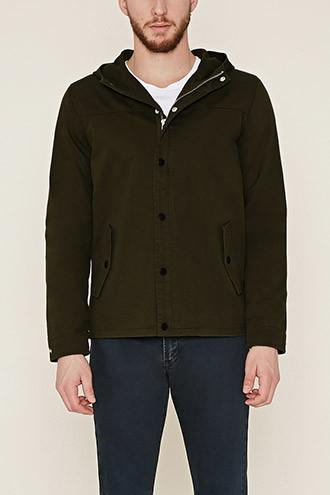 21 Men Men's  Snap-button Hooded Jacket
