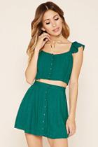 Forever21 Women's  Emerald Buttoned Mini Skirt
