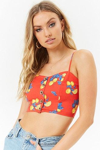 Forever21 Lemon Print Cropped Cami