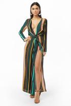 Forever21 Striped High-slit Maxi Dress