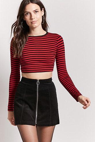 Forever21 Contrast Striped Crop Top
