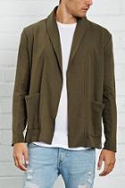 21 Men Men's  Olive French Terry Cardigan