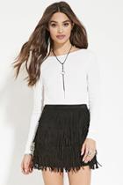 Forever21 Women's  Ivory Scoop-back Top