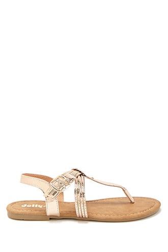 Forever21 Yoki Shoes Metallic Thong Sandals