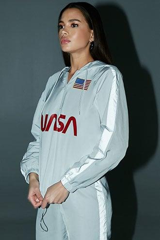Forever21 Nasa Reflective Hooded Pullover Windbreaker